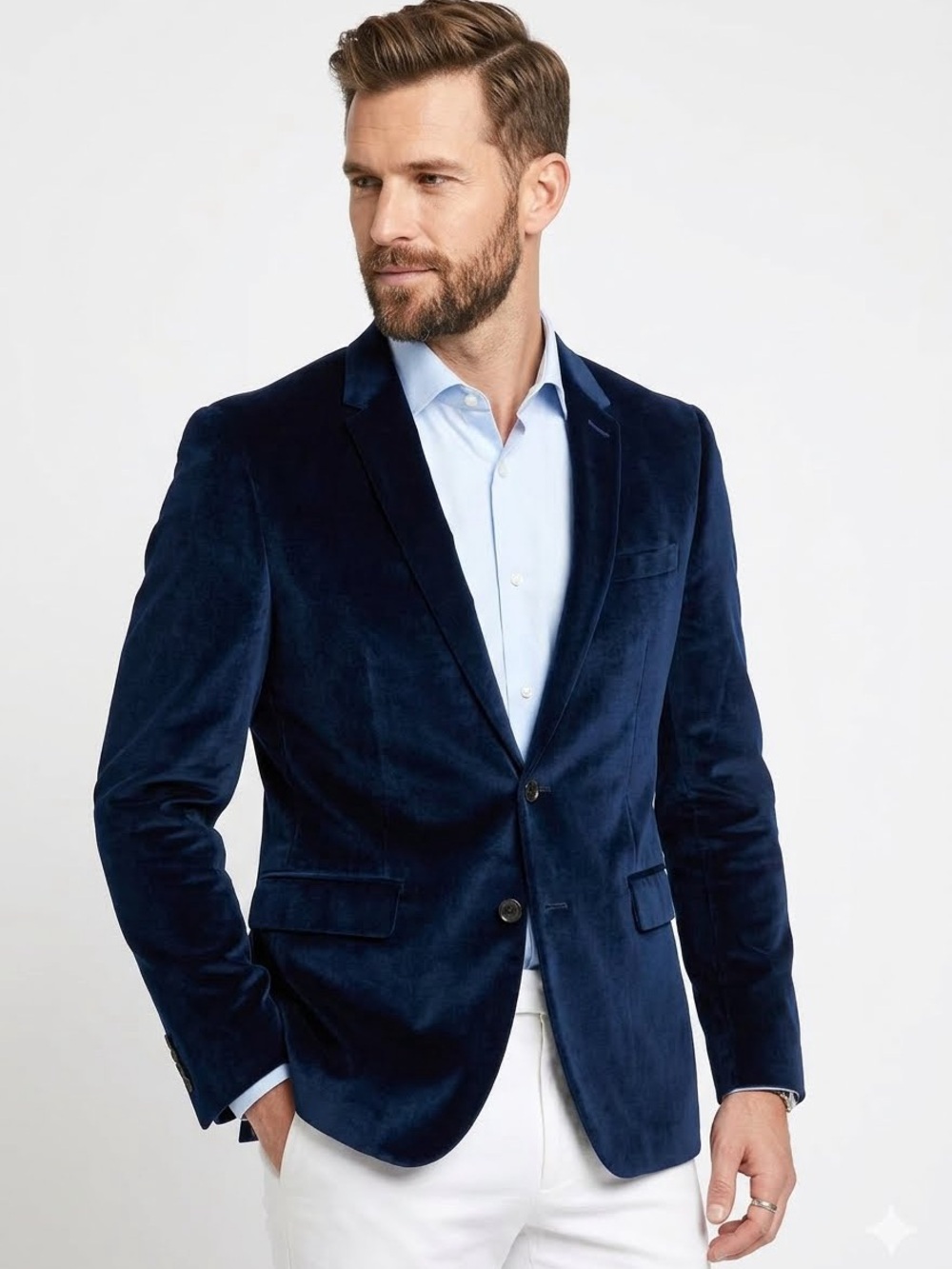 Burberry Ink Blue Velvet Slim Blazer US 38